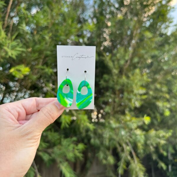 Jade Shimmer Drop Hoops