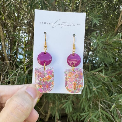 Sunset Botanica purple circle dangles