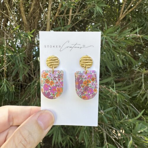 Sunset Botanica gold circle dangles