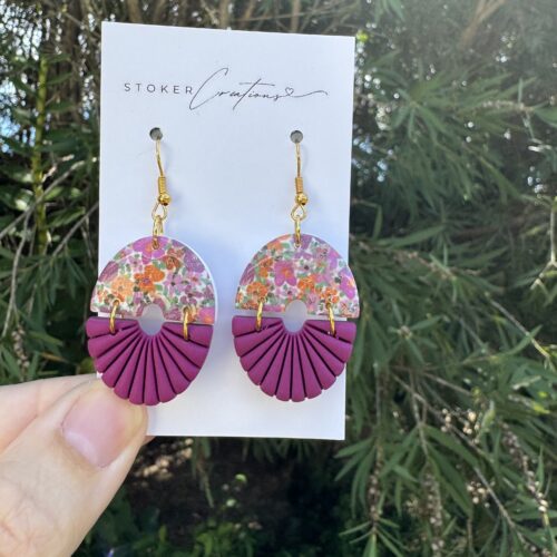 Sunset Botanica semicircles purple pattern