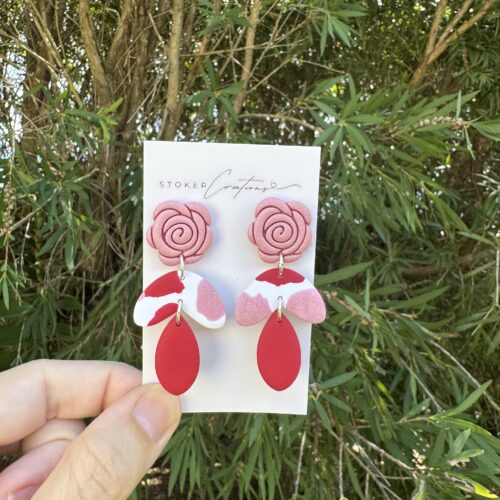 Valentines Collection Pink Flower Falling Leaves