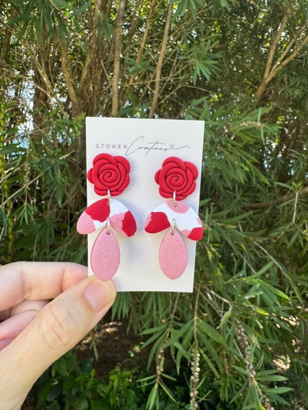 Valentines Collection Red Flower Falling Leaves